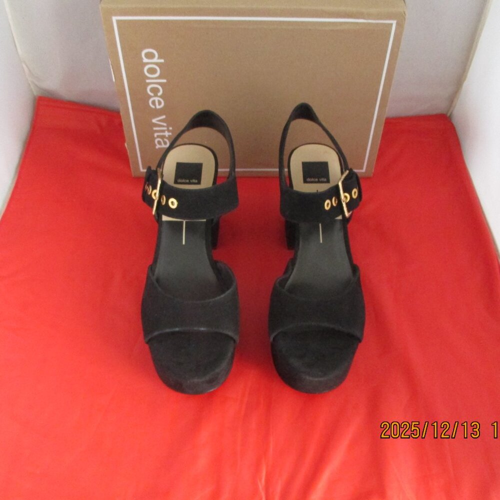 DOLCE VITA BOBBY HEELED SANDALS - $150 - US Size 11 - ONYX SUEDE - 1410 - Picture 4 of 10